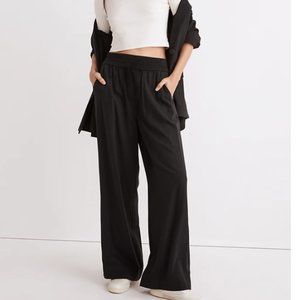 Madewell Drapeweave Carley Wide-Leg Pants  Medium Black
